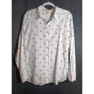 LOGG Women’s 12 Button-Up Shirt with Horses Long Sleeve Collared Casual Top